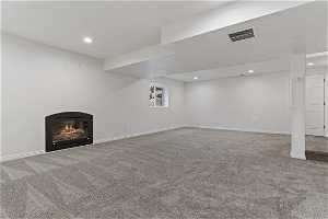 Lower Level Family Room with Gas Fireplace