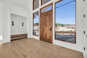 Foyer featuring light wood-type flooring