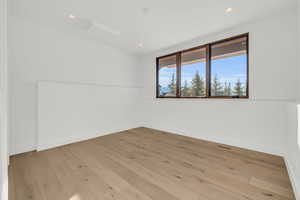 Spare room featuring light wood-type flooring