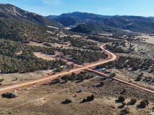 Aerial view of a mountainous background