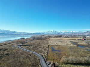 Drone / aerial view with a mountain view