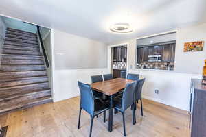 Dining area featuring light wood-type flooring