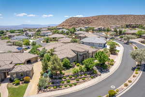 Drone / aerial view featuring a mountain view