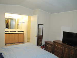 Master Bedroom with vaulted ceiling and TV