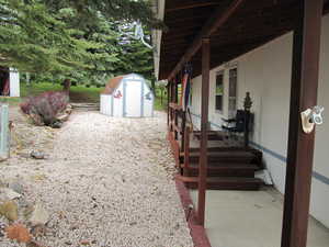 View of wooden deck