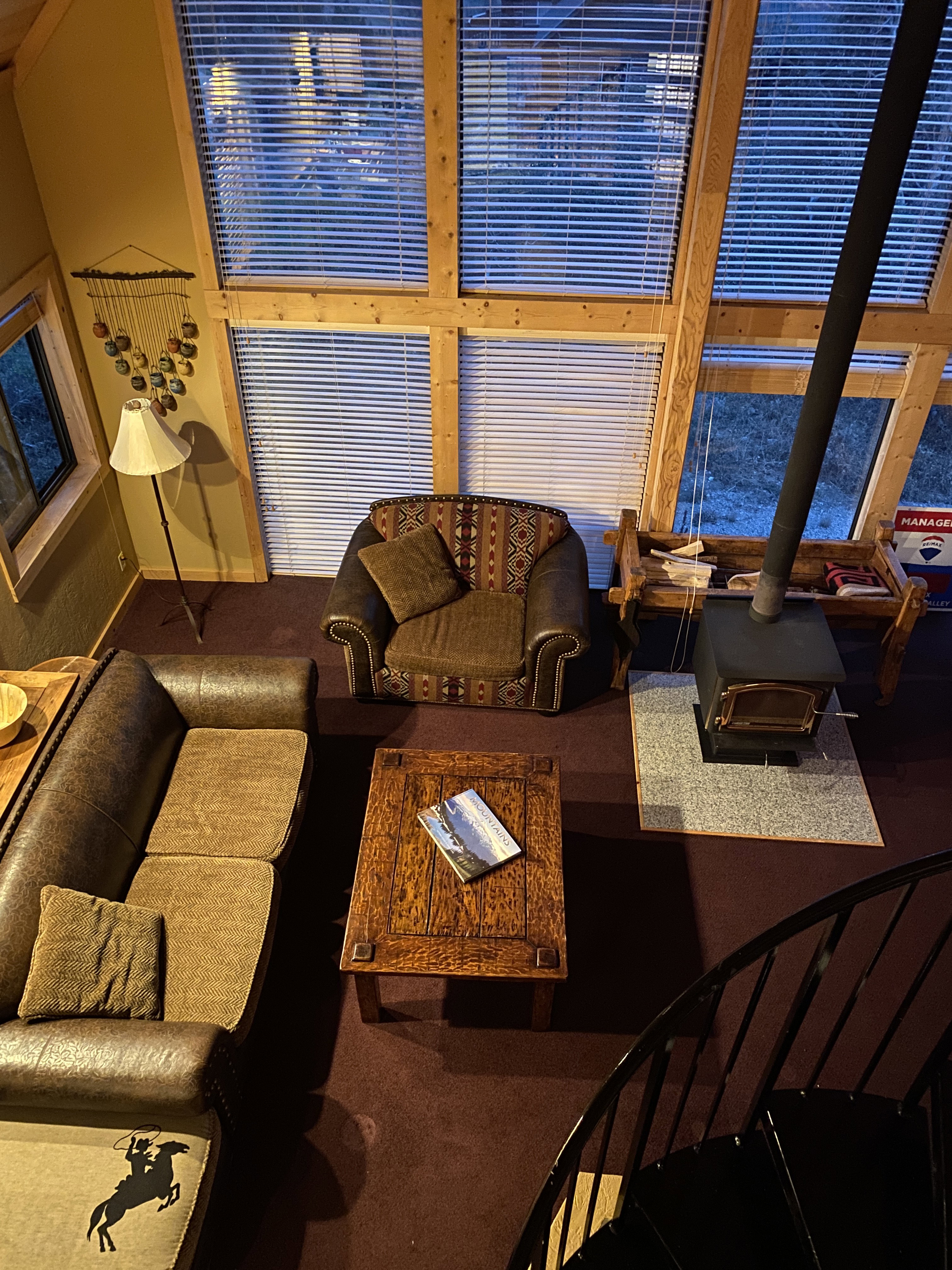 View of vaulted living room