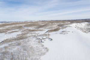 Snowy aerial view with a view of countryside