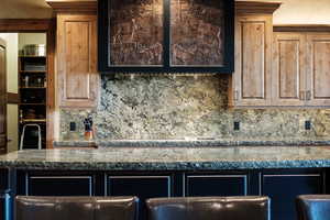 Kitchen with backsplash and dark countertops