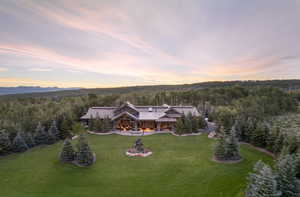 Bird's eye view featuring a view of trees