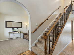 Stairs with wood-type flooring