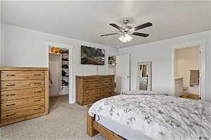 Large Master bedroom with both walk-in closet and master bathroom.