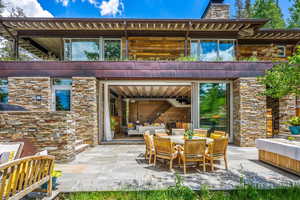 Exterior space with a hot tub