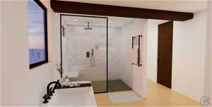 Bathroom featuring tub and a tile shower - RENDERING