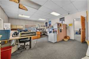 Office area featuring carpet