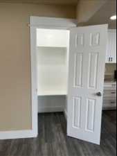 View of closet in living room area