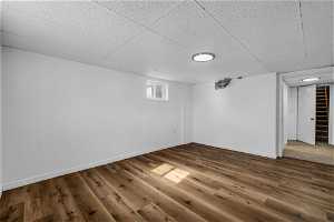 Spare room featuring a drop ceiling and light vinyl flooring.