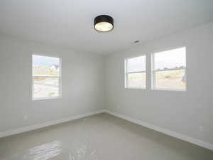 Carpeted spare room featuring plenty of natural light