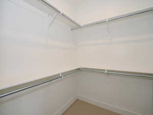 Walk in closet with light carpet