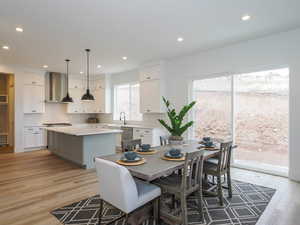 Dining area featuring light hardwood / wood-style floors