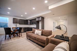 Living room featuring light wood-type flooring