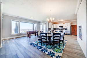 Hardwood floored basement family room.