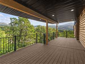 Trex deck with a mountain view