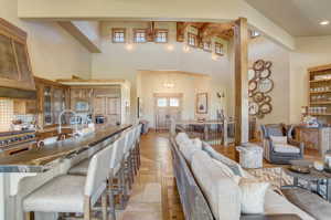 Kitchen Island seating open to great room area