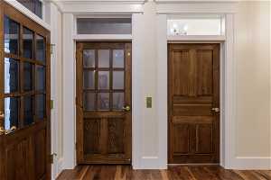 View of wood floored entryway