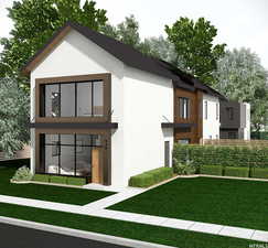 Exterior view of the home with open bright windows