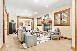 Basement family room w/two way fireplace
