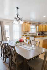 View of tiled dining room