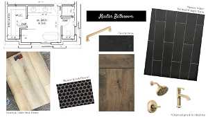 Primary suite bathroom finish selections.