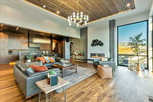 View of hardwood floored living room