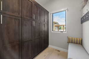 Interior space with light hardwood / wood-style floors