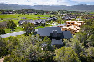 Aerial view featuring a mountain view