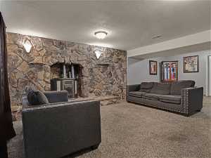 Basement Living room, fireplace Stove