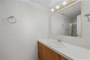 Lower Level Full Bathroom with walk in shower and large vanity