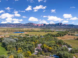 Birds eye view of property featuring a mountain view and a rural view