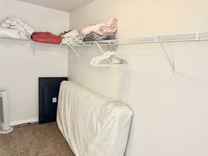 Spacious closet featuring carpet flooring