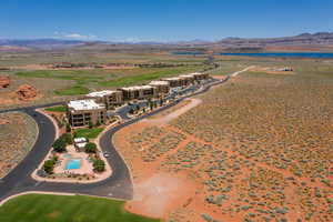 Birds eye view of property with a rural view and a mountain view