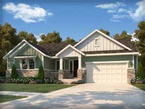 Craftsman inspired home featuring a front lawn and a garage