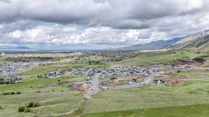 Drone / aerial view with a mountain view
