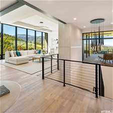 Level 1 Other: Interior entry space with a chandelier, light hardwood floors, metal railing