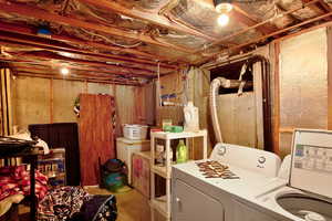 Clothes washing area with washing machine and dryer