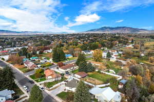 Aerial view featuring a mountain view