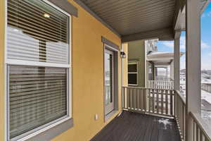 View of snow covered deck