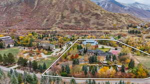 Aerial view with a mountain view