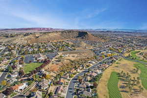 Aerial view featuring a mountain view