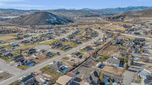 Drone / aerial view with a mountain view