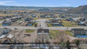 Aerial view with a mountain view